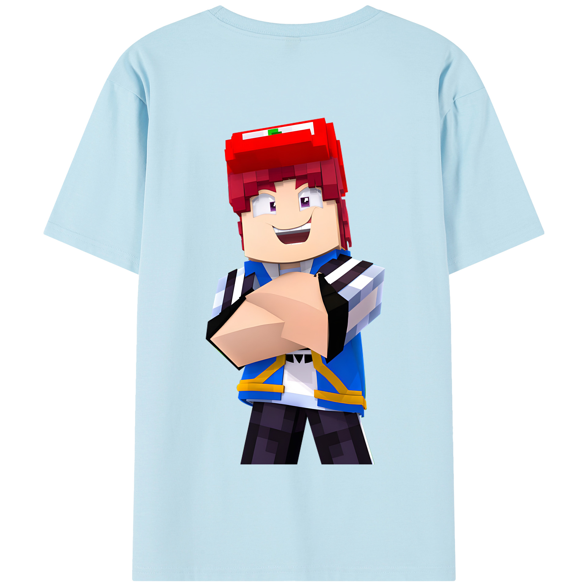 （画像用） マインクラフト ブロックの世界 Minecraft MC Block world 綿100％半袖Tシャツ（背面プリント）